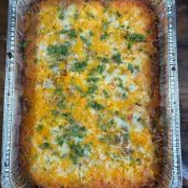 Pastelon, Plantain Layers with Beef & Cheese.